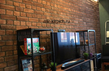 Стиль Loft в зале с декоративным кирпичом Brown
