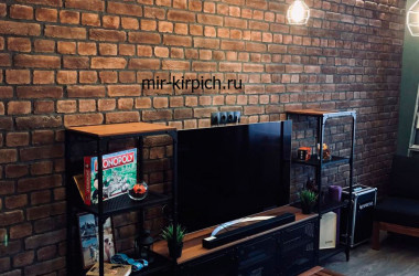 Стиль Loft в зале с декоративным кирпичом Brown