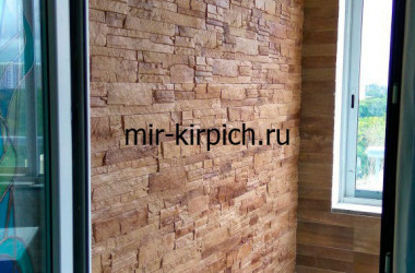 Внутренняя отделка балкона гипсовым камнем Сланец классический Викинг